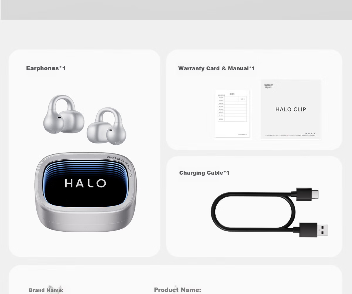 Edifier Halo Clip Clip-On Trendy Bluetooth Earphones Cyber Abyss Lighting Bluetooth 6.1 35H Long Battery Life Compatible with Apple Huawei Xiaomi Phantom Silver 52