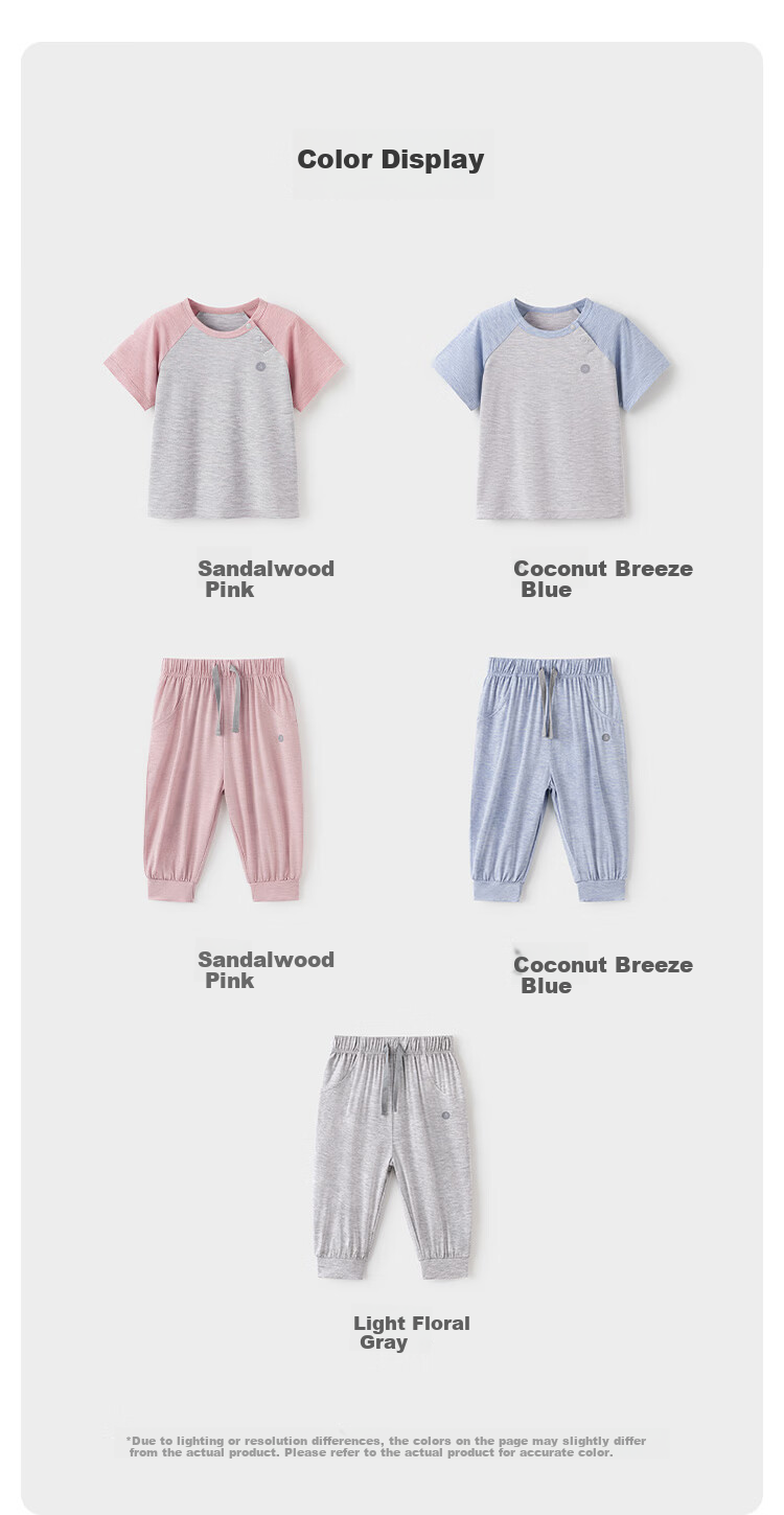 Babylove Baby Summer Thin Bamboo Fiber Short Sleeve T-Shirt Mosquito-Repellent Breathable Kids Air Conditioning Pajamas Set 10