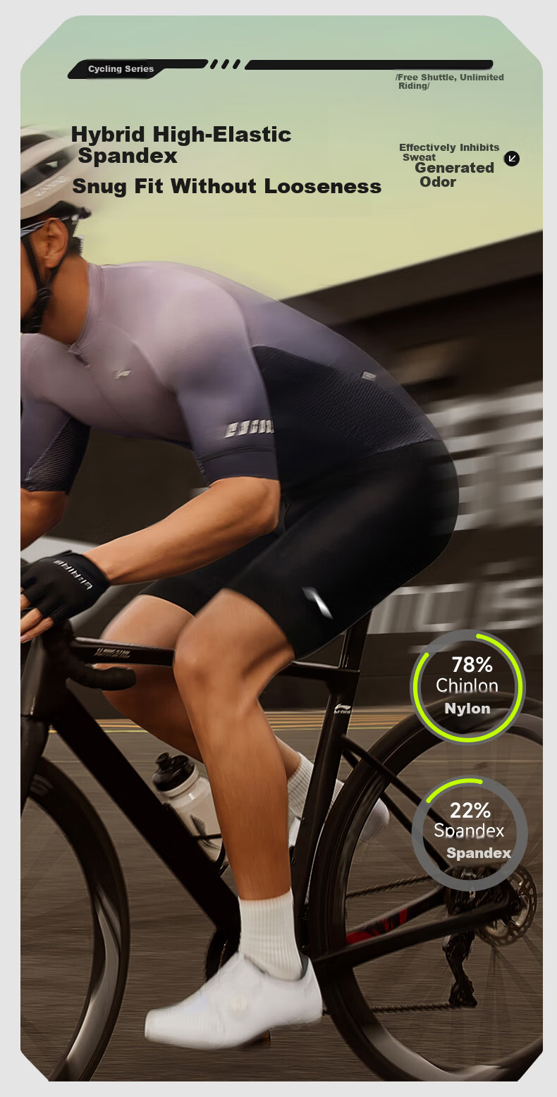 Li-Ning Men's Summer Cycling Shorts Road Bike High Elastic Antibacterial Sponge Pad Breathable 2026 New Cycling Apparel 5