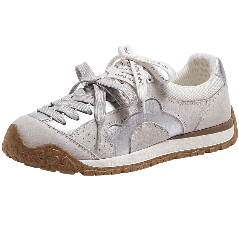 CAMEL Lime Training Shoes Women Panda Collaboration Casual Shoes Mismatched Lace Running Shoes L26S577095 Gray/Silver Size 36