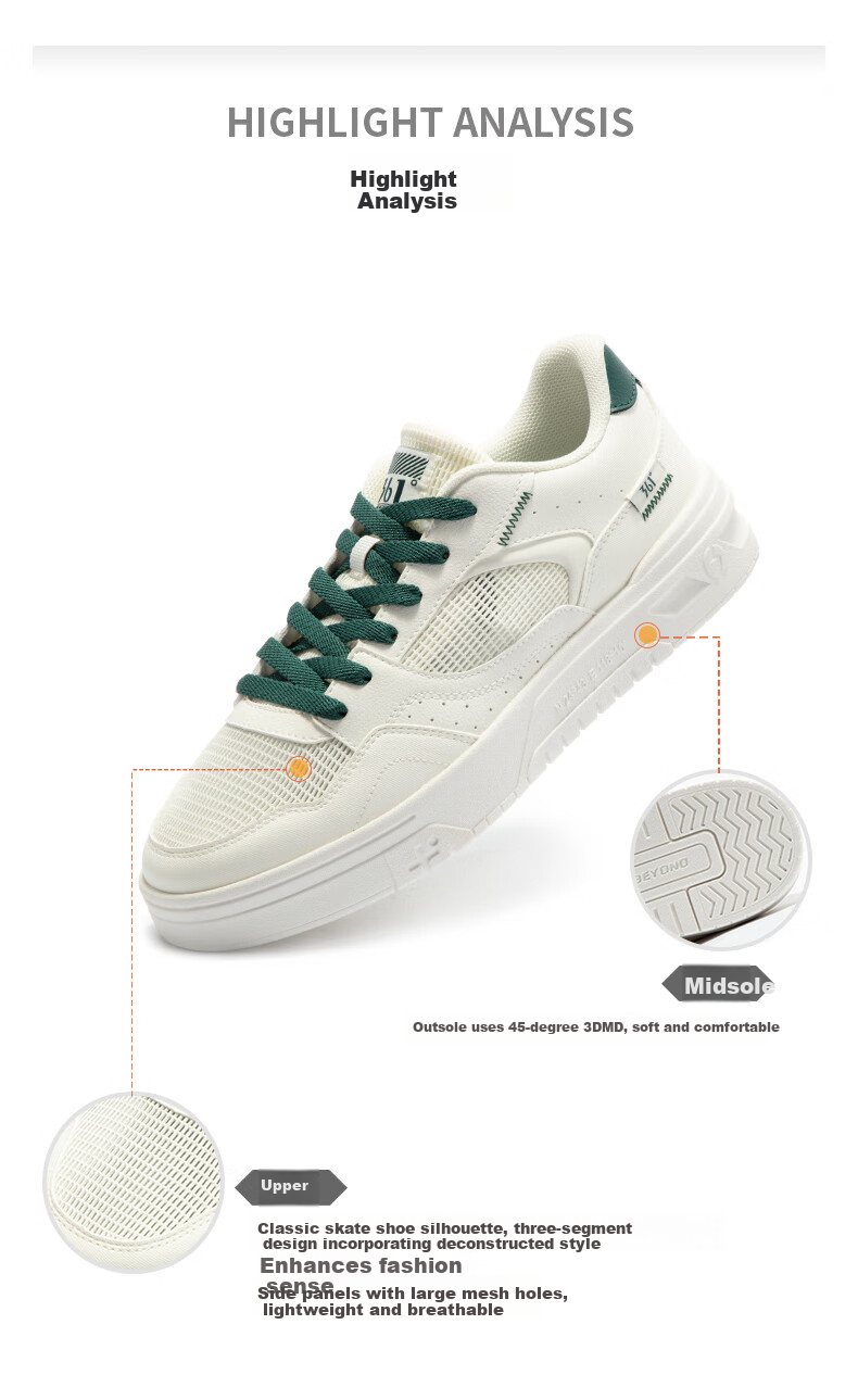 361° Men's Sports Shoes Soda Autumn Mesh Breathable Lightweight White Sneakers 672516626-4 31