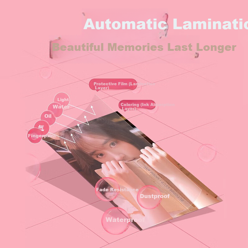 HPRT Instant Mobile Wireless Home Portable 3-Inch Pocket Color Photo Printer Thermal Sublimation HD Mini AR Video Photo Printer CP2100 (Pink)
