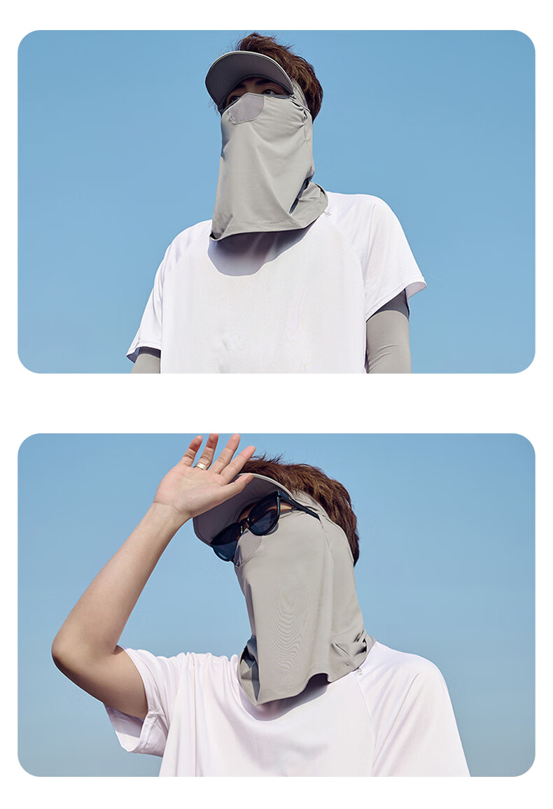 40,000KM Cycling Sun Protection Face Mask Men's Summer Full Face Sunshade Neck Guard UV Resistant Outdoor Fishing Ice Silk Breathable 7