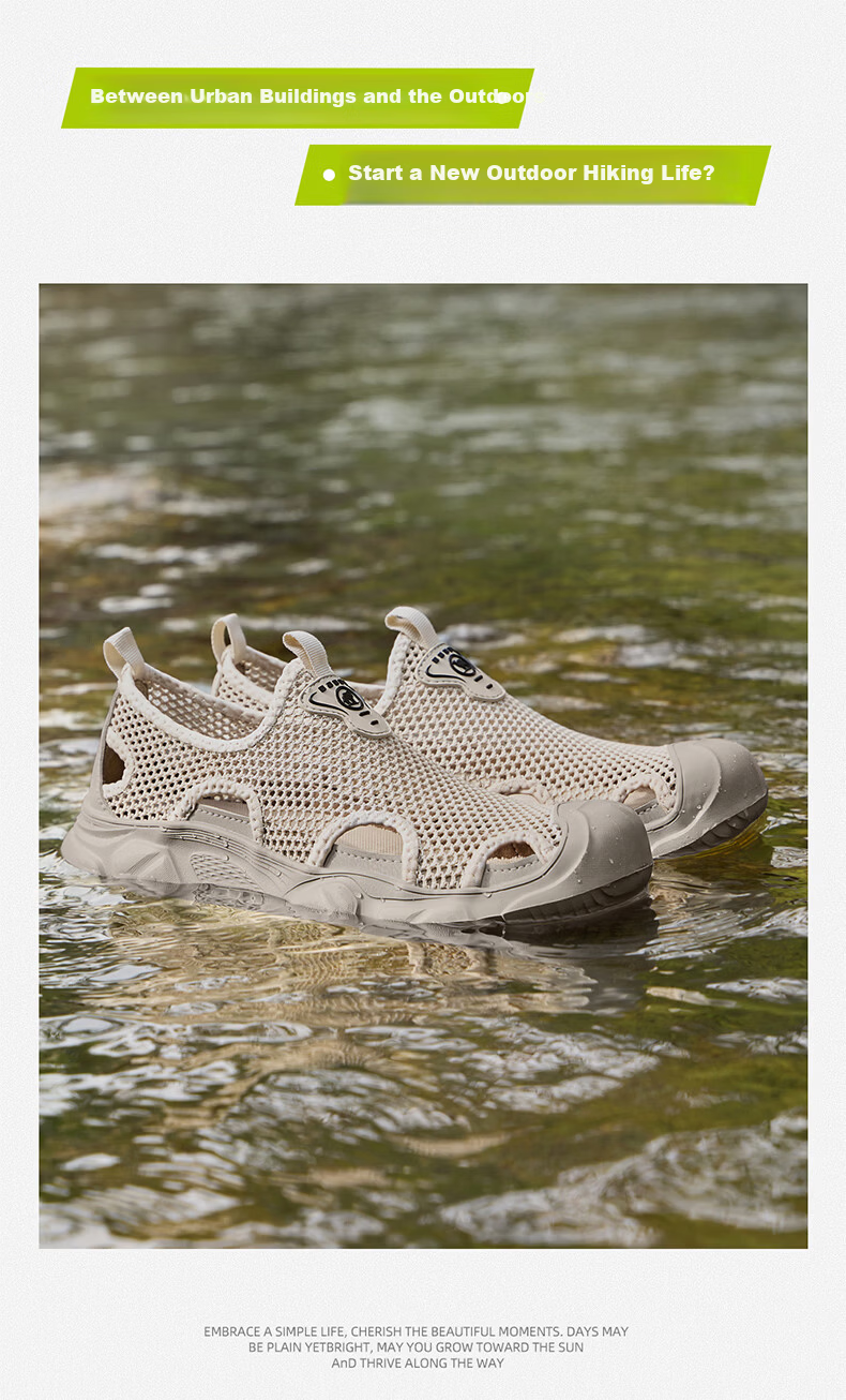 Camel Brand Outdoor Toe-Cap Sandals Breathable Quick-Dry Creek Shoes Casual Men's Shoes P16M342014 Night Black Size 42 10