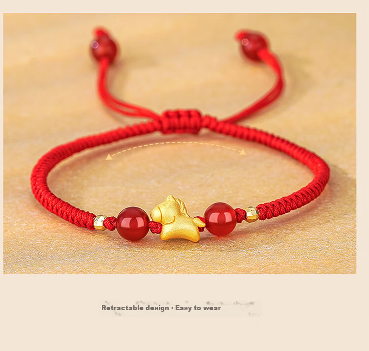 Jinliufu Auspicious Bracelet S925 Silver Zodiac Red Rope Lucky Charm Bracelet for Men and Women Birthday Gift for Lover 7