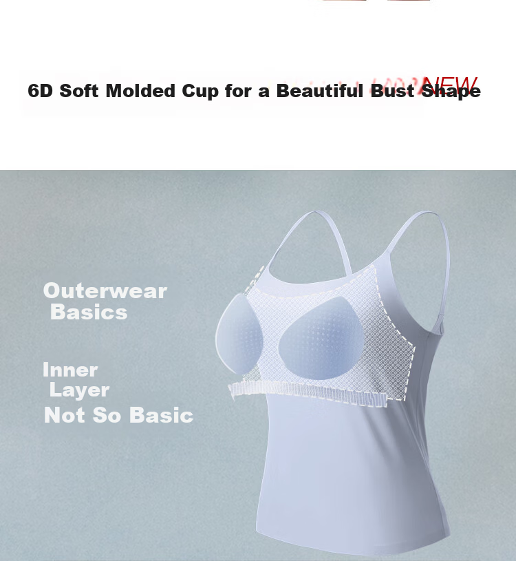 Ubras Yu Shuxin Same Style Small Milk Skin Sizeless Bra for Women with Chest Pads, Camisole Tank Top, Early Autumn Inner Wear Base Layer 6
