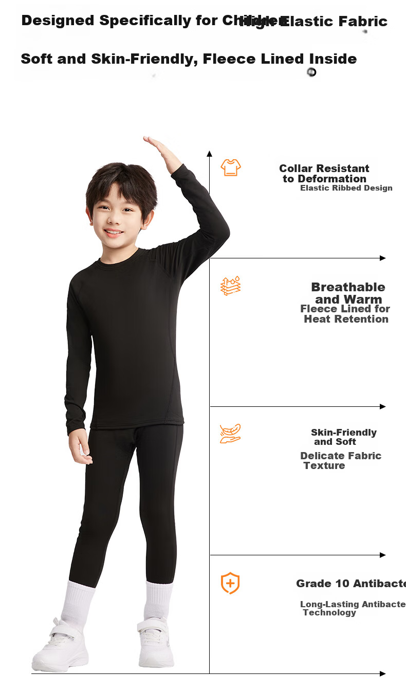 Modal Kids Compression Training Sportswear Thermal Underwear Set Autumn Winter Seamless Basketball Soccer High Elasticity Top and Bottom 4