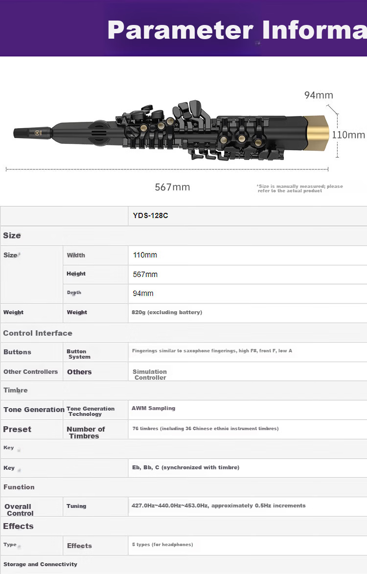 YAMAHA YDS-128C Electronic Saxophone Digital Wind Instrument Professional Imported Original + Official Standard Gift Set 22