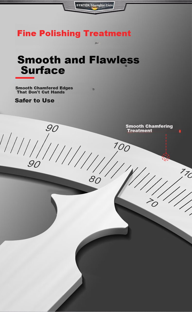 SYNTEK Angle Ruler, High-Precision Protractor, Industrial Angle Ruler, Movable Stainless Steel, Multifunctional Carpenter's Ruler, 120*200mm 2