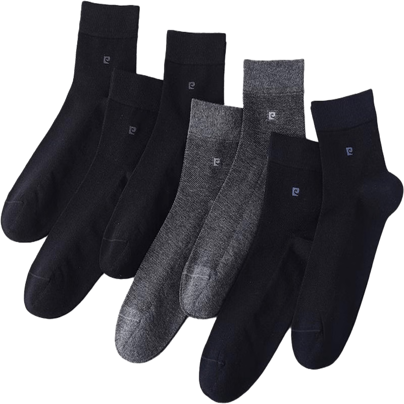 Pierre Cardin Men's Socks 100% Cotton Business Mid-Calf Breathable Sweat-Absorbing Non-Binding Socks Four Seasons 7 Pairs Pack