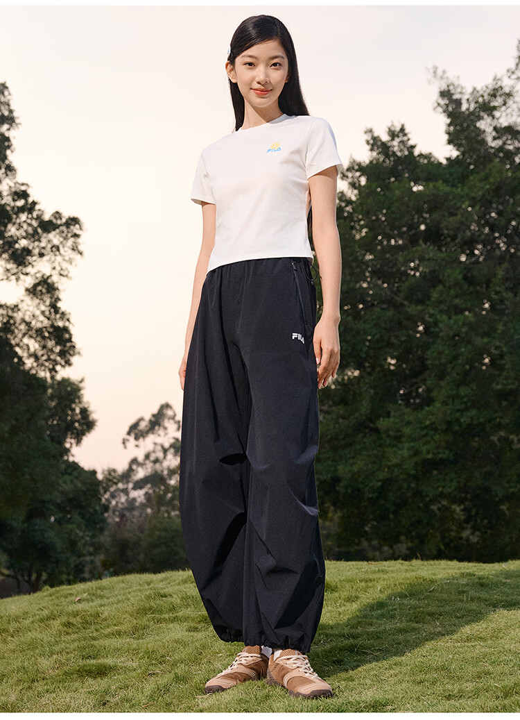 FILA Women's Woven Long Pants 2026 Summer Casual Loose Cool Sun-Protective Straight-Leg Trousers [Han So-hee Style] 20