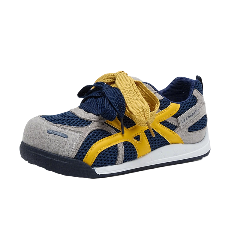 La Chapelle Women's Mesh Platform Casual Sneakers Low-top Simple Sports Shoes for Women - 369W Gray Blue/Yellow Size 38