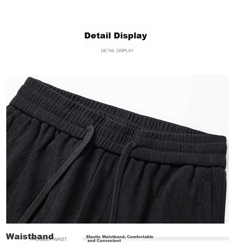 ROMON Men's Casual Corduroy Pants Autumn Business Commuting Straight Leg Trousers Black XL ZH502 16