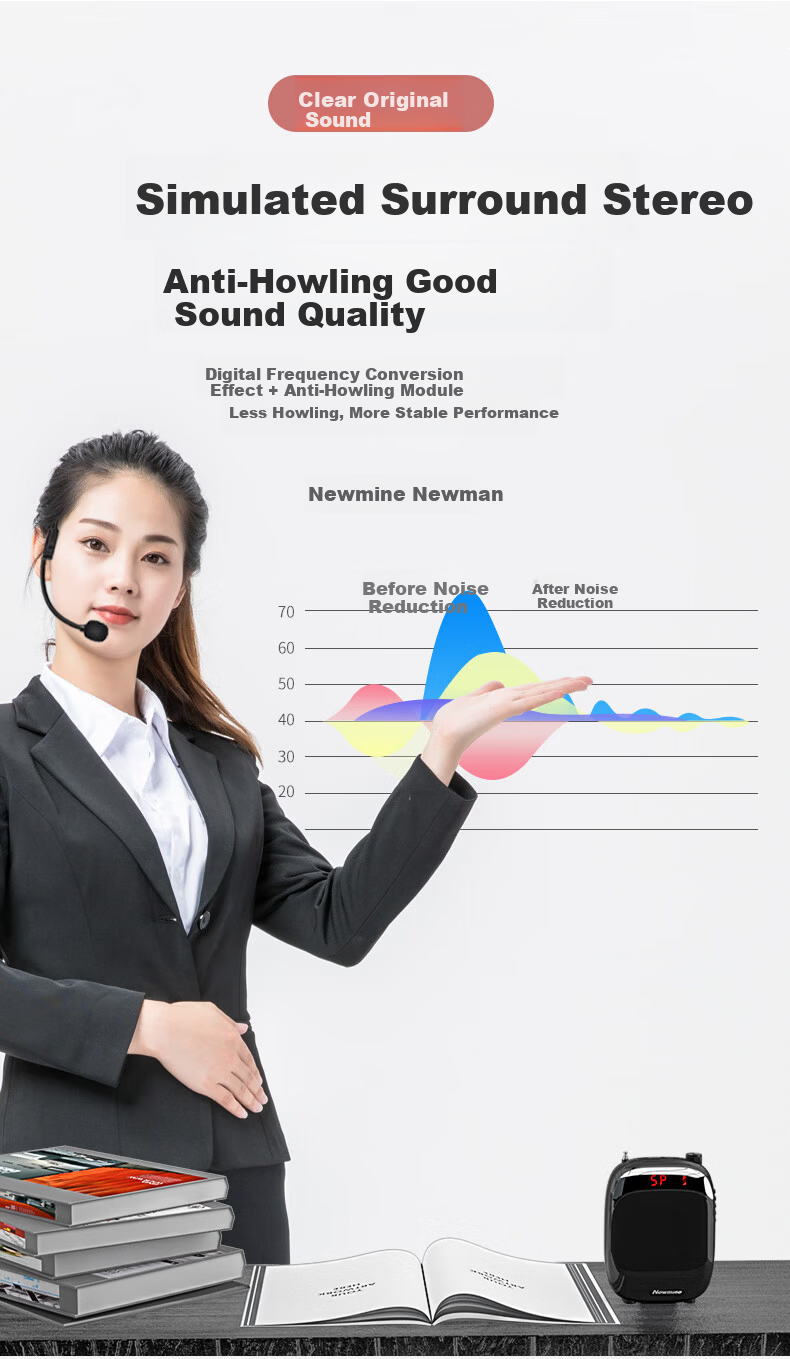 Newmine U-226 Pro Wireless Clip-on Microphone Teacher Amplifier Outdoor High-Power Tour Guide Bluetooth Speaker Long Battery Life Practical Gift 5