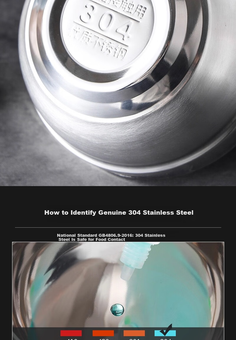 Shanyu Fu 304 Stainless Steel Bowl 12cm Double-Layer Thickened Insulated Soup and Rice Bowl Durable and Drop-Resistant Student Bowl 4