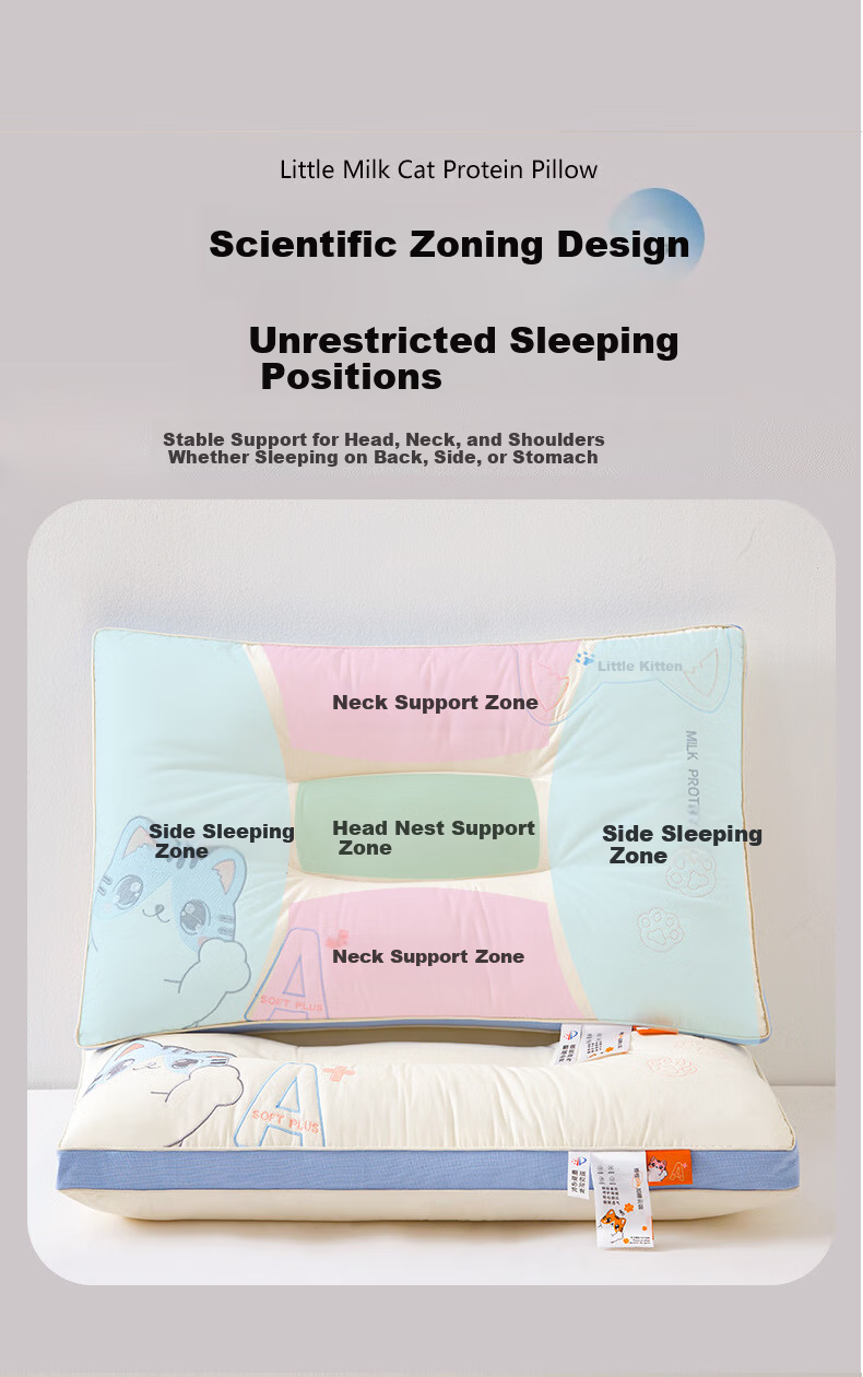 J.Sir Children's Pillow for Ages 6-12, Zoned Neck Support Pillow, Class A Student Pillow, Youth Growth Pillow, Suitable for All Seasons 10