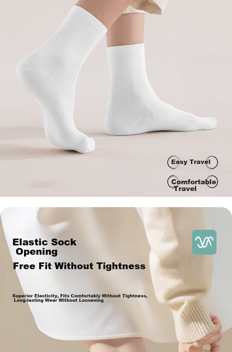 Qihaiqiu Disposable Socks Unisex Daily Use No-Wash Travel Business Portable Sweat-Absorbent Breathable Short Tube Black 5 Pairs Pack 4