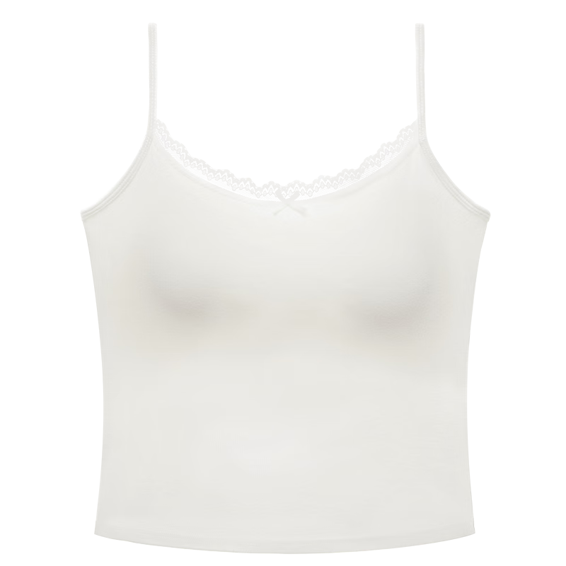 MiiOW U-Neck Lace Camisole with Built-in Bra Pad Women's Summer Sleeveless Outerwear and Innerwear Backless Underwear