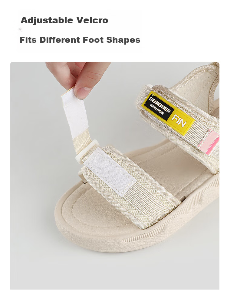 FOOTOPPO Magic Tape Roman Sandals Women Outdoor Flat Summer Comfortable Soft Sole Sports Casual Slippers 5