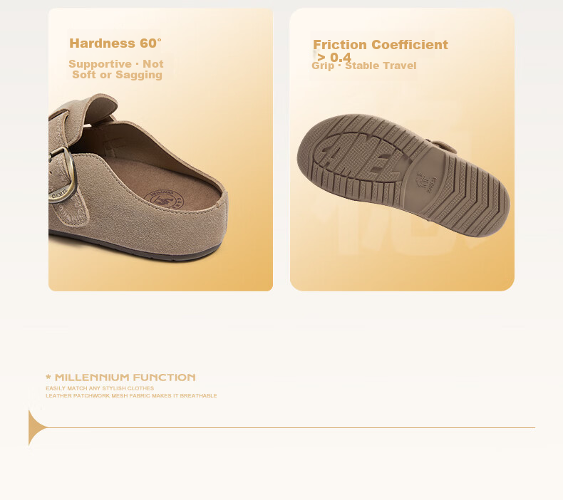 CAMEL Li Keyi Edition Loose Fit 2nd Generation Birkenstock Style Women's Casual Shoes L26S700198 Apricot 37 5