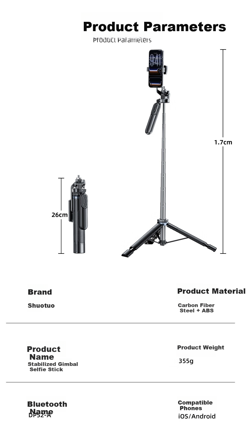 Shuotu [Zoom Mini Tripod] Selfie Stick, Phone Stand, Floor-Standing Live Streaming Stand, Handheld Portable Travel Gadget, Zoomable Photography Tool, 360° Rotatable 14