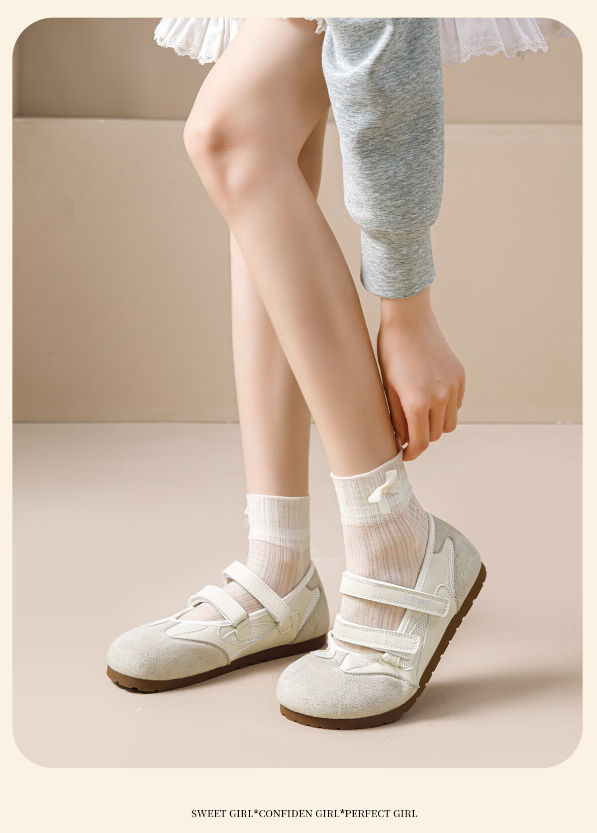 Warrior Mary Jane Shoes Women Summer New Flat Sports Sandals Soft Sole Ballet Training Shoes Beige Gray 40 12