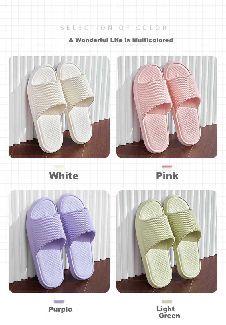 Zhiying Women's Summer Indoor Home Shower Slippers Silent Non-Slip Soft Sole Men's Black Sandals Size 44-45 6