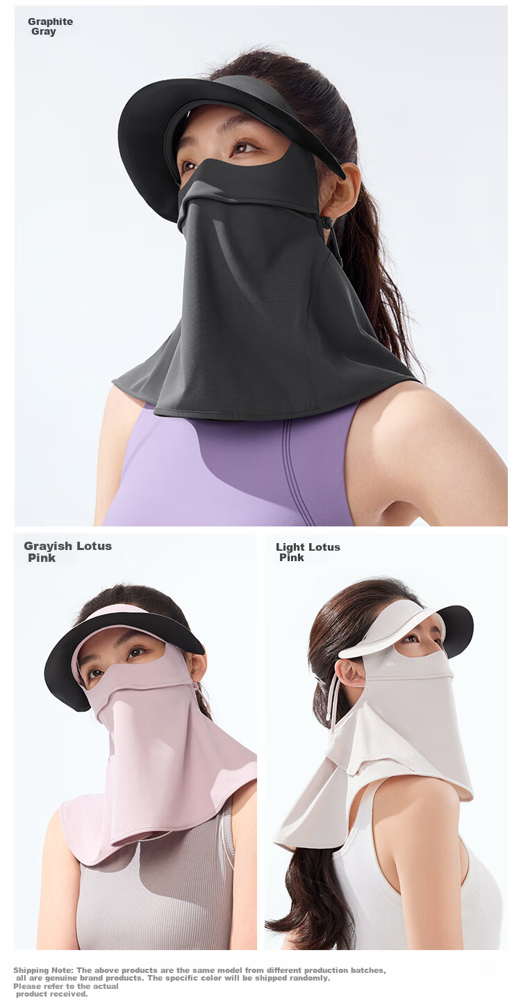 Beneunder Black Vinyl Full Face Sun Protection Mask UV Protection Bikini Extended Neck Sunshade Pink for Women 11