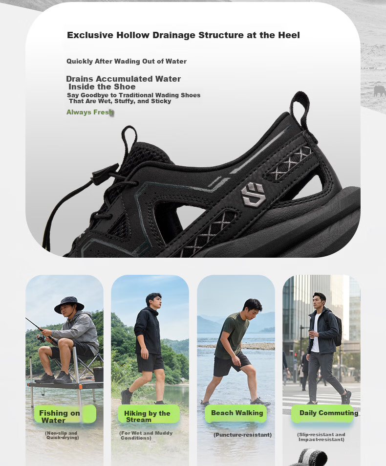 Jordan Men's Summer New Slip-On Water Shoes Lightweight Breathable Outdoor Hollow Casual Sneakers 4