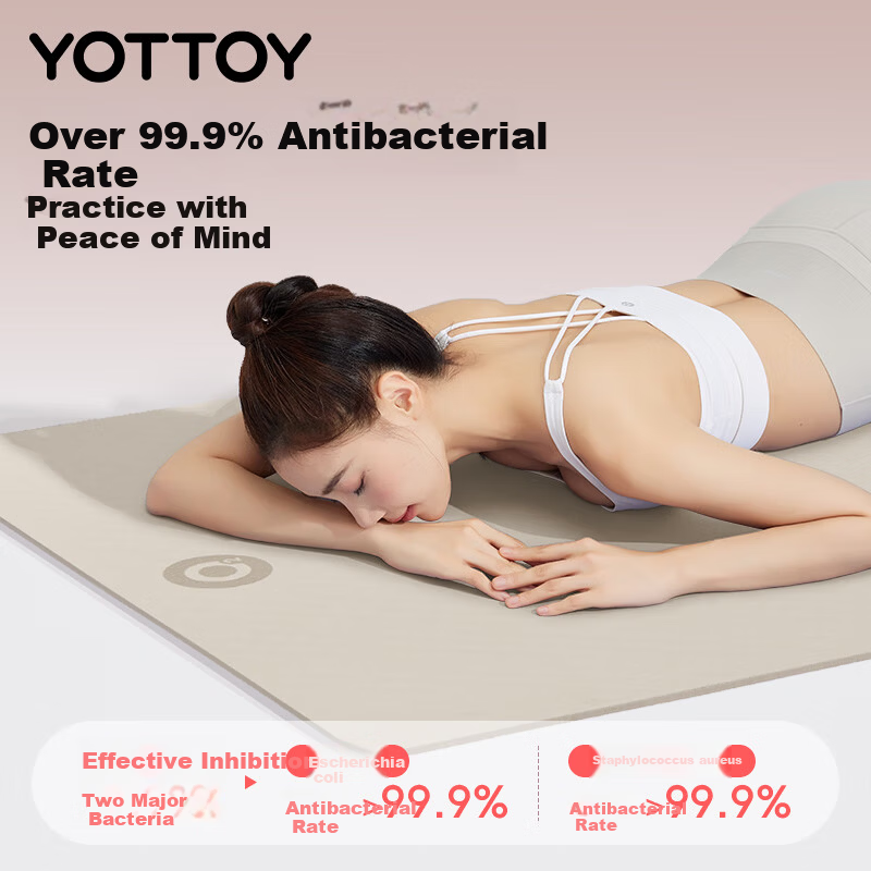 Yottoy Antibacterial Yoga Mat Non-Slip Shock Absorption Thickened Large Exercise Mat for Men and Women Home Fitness Sports Floor Mat