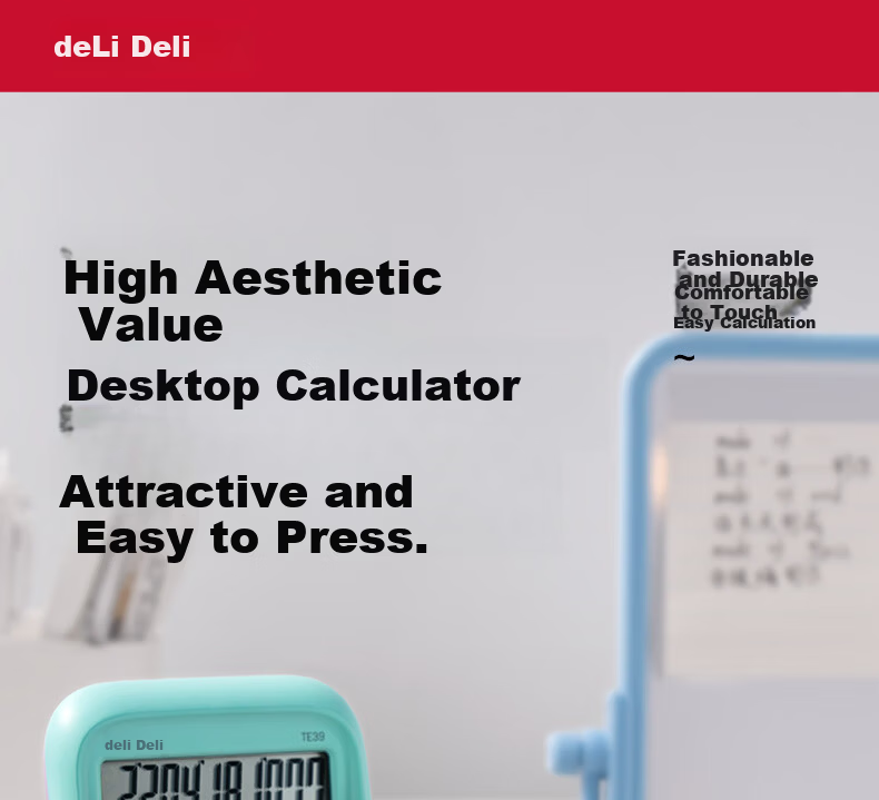 Deli Round High-Button Stylish Calculator for Children, 12-Digit Wide Screen Display, Aesthetically Pleasing Fourth Grade Student Calculator, Office And Study Supplies, Blue, TE36 1