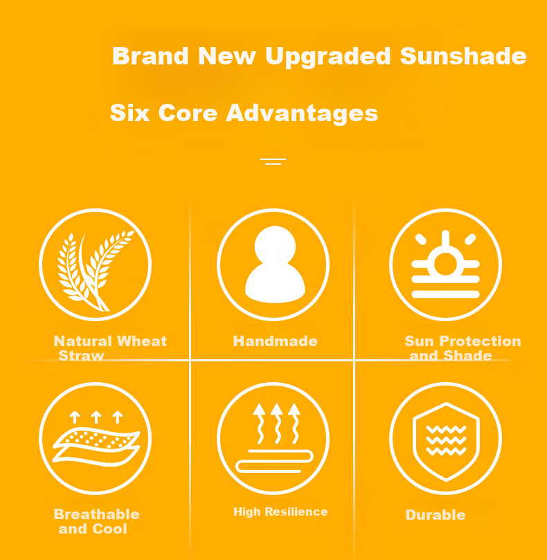Mandelay Straw Sun Hat Summer Farmer Work Safety Large Brim Woven Hat 50cm 2