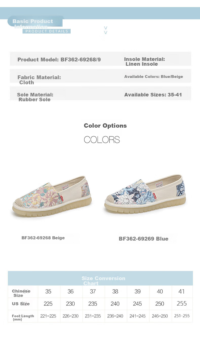 Taiheyuan Chunqiu Women's Breathable Versatile Middle-aged Slip-on Cloth Shoes Non-slip Fisherman Shoes with Rubber Sole 9