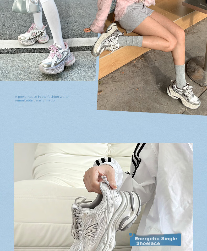 CAMEL Galaxy 3rd Generation Dad Shoes Women Colorblock Patchwork Height Increasing Outdoor Casual Shoes L26S283014 Beige/Silver/Green Size 35 4