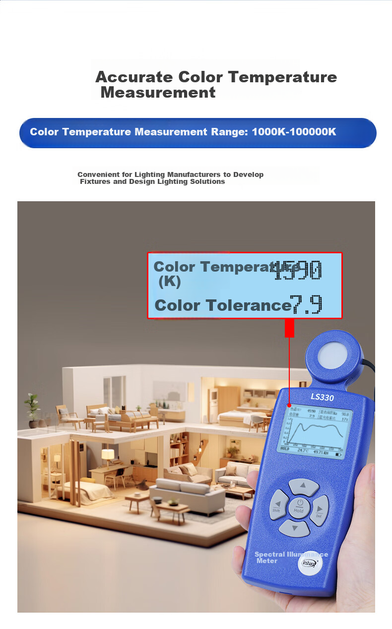 Linshang Spectral Color Temperature Illuminance Meter LS330 Light Plant Illuminance Tester UV Index Tester 6