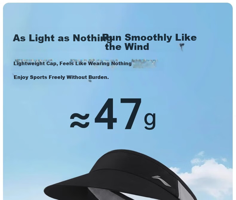 Li-Ning Unisex Open-Top Cap Spring Summer Sun Protection Quick-Dry Sweat-Absorbent Outdoor Marathon Tennis Hat Black 18