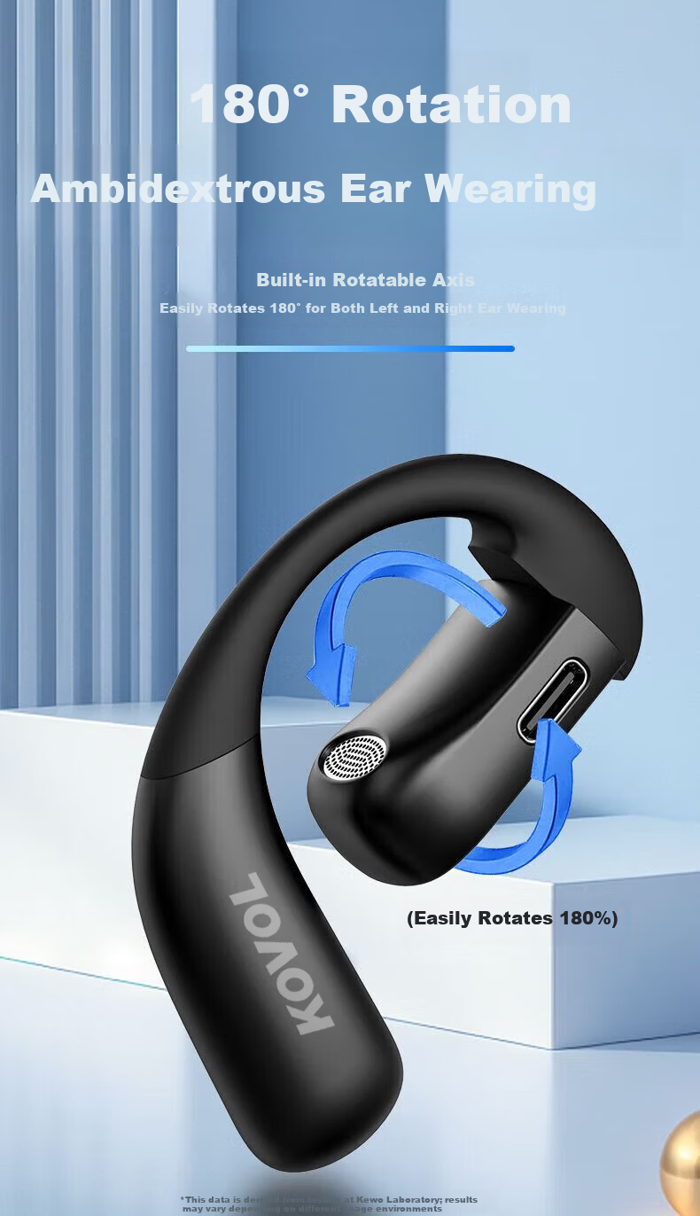 KOVOL [2025 Berlin Sound] Ear-Hook Bluetooth Headphones, Bone Conduction Concept, Non-In Open-Ear Design, True Wireless Running Sports Earphones, Ultra-Long Battery Life 3