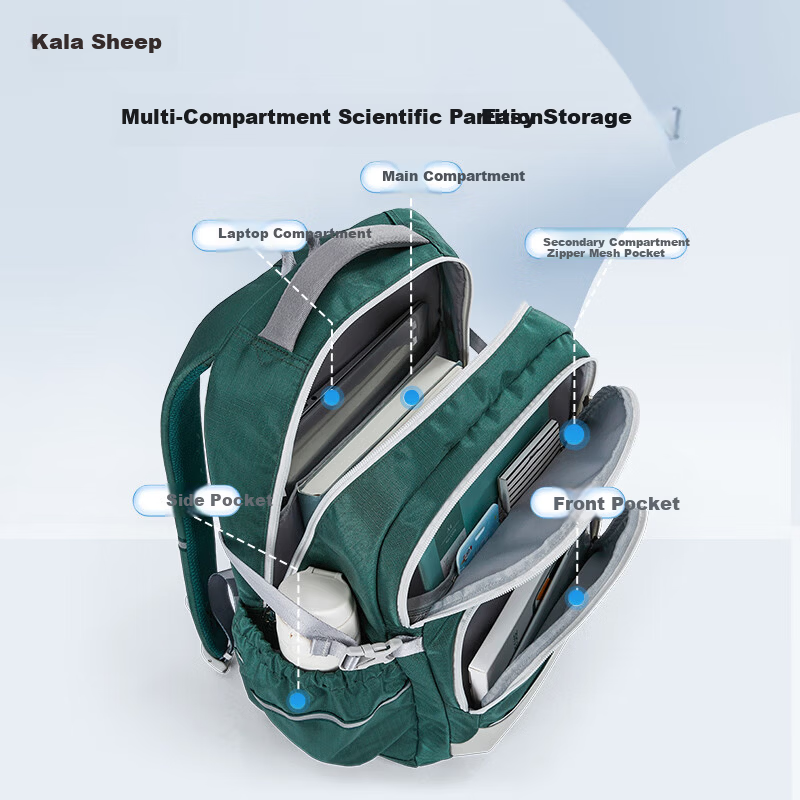 KALA·Y Large Capacity Waterproof School Backpack for Middle and High School Students, Lightweight Laptop Backpack for Boys and Girls, College Student Double Shoulder Bag