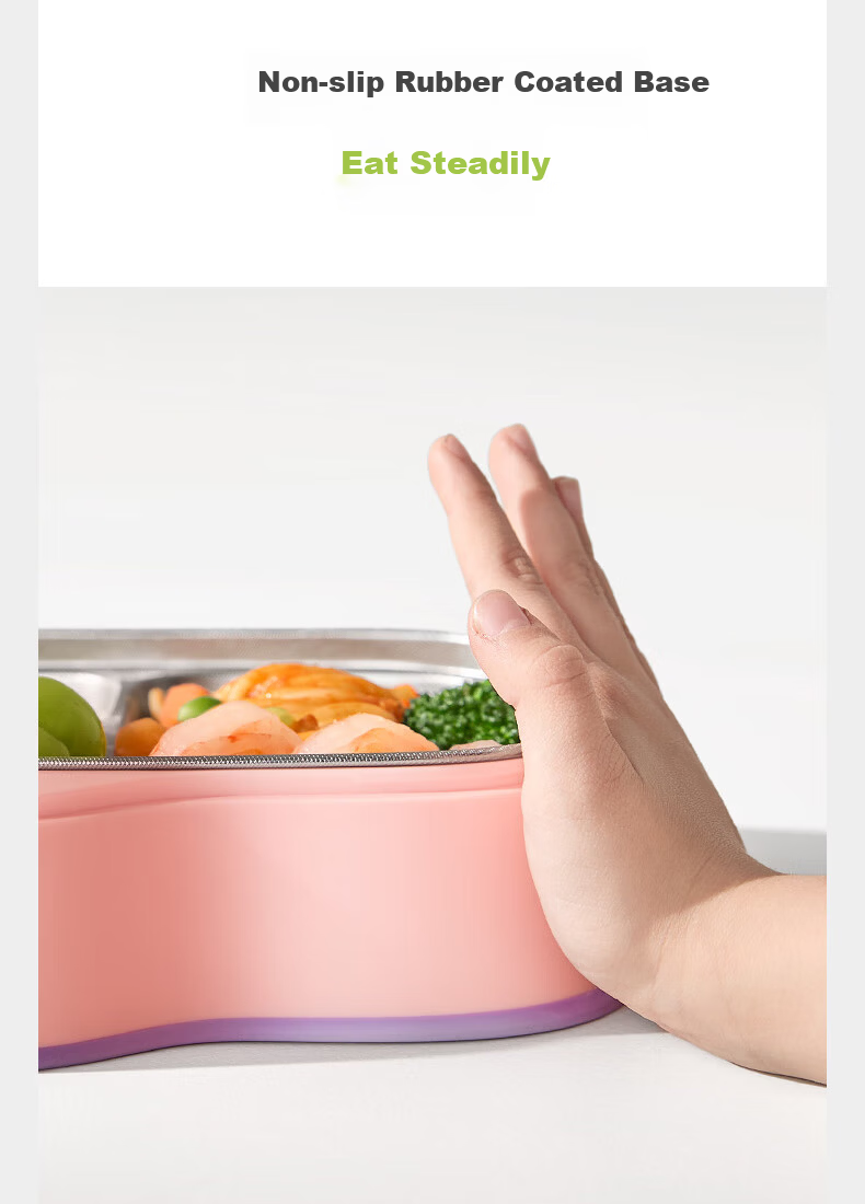Babycare Children's Insulated Meal Tray, Baby Divided Plate Anti-Fall Eating Bowl, Infant Supplementary Food Tableware - Cyan 720ML 7