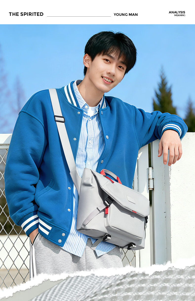 Bosideng Chenxing Men's Single Shoulder Crossbody Bag Student Outdoor Sports Backpack Large Capacity Cycling Multifunctional 14-inch Laptop Bag 9