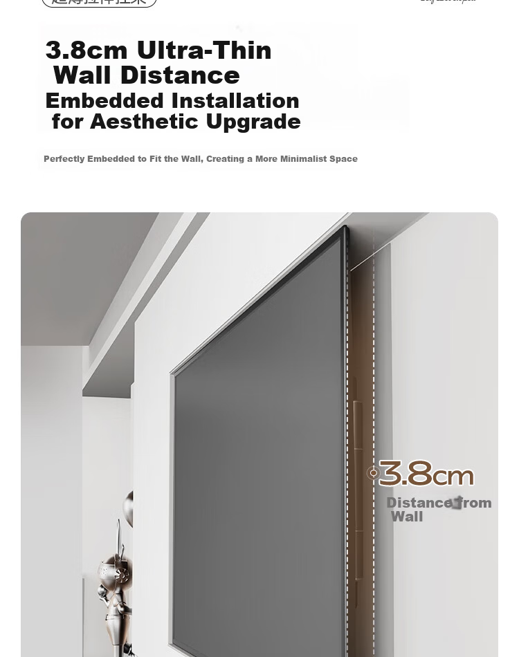 Enlip Ultra-Thin Recessed Split Telescopic TV Wall Mount Bracket 65-90 Inch Compatible with Xiaomi Hisense TCL Skyworth 75/85 Inch TVs No Obstruction to Sockets and Speakers 11