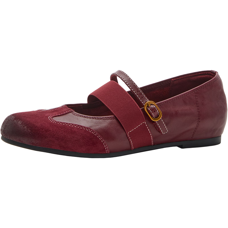 Bata Rococo Sheet Music Calfskin Mary Jane Shoes for Women 2026 Spring Ultra Soft Flats 1811DAQ6 Red Size 38