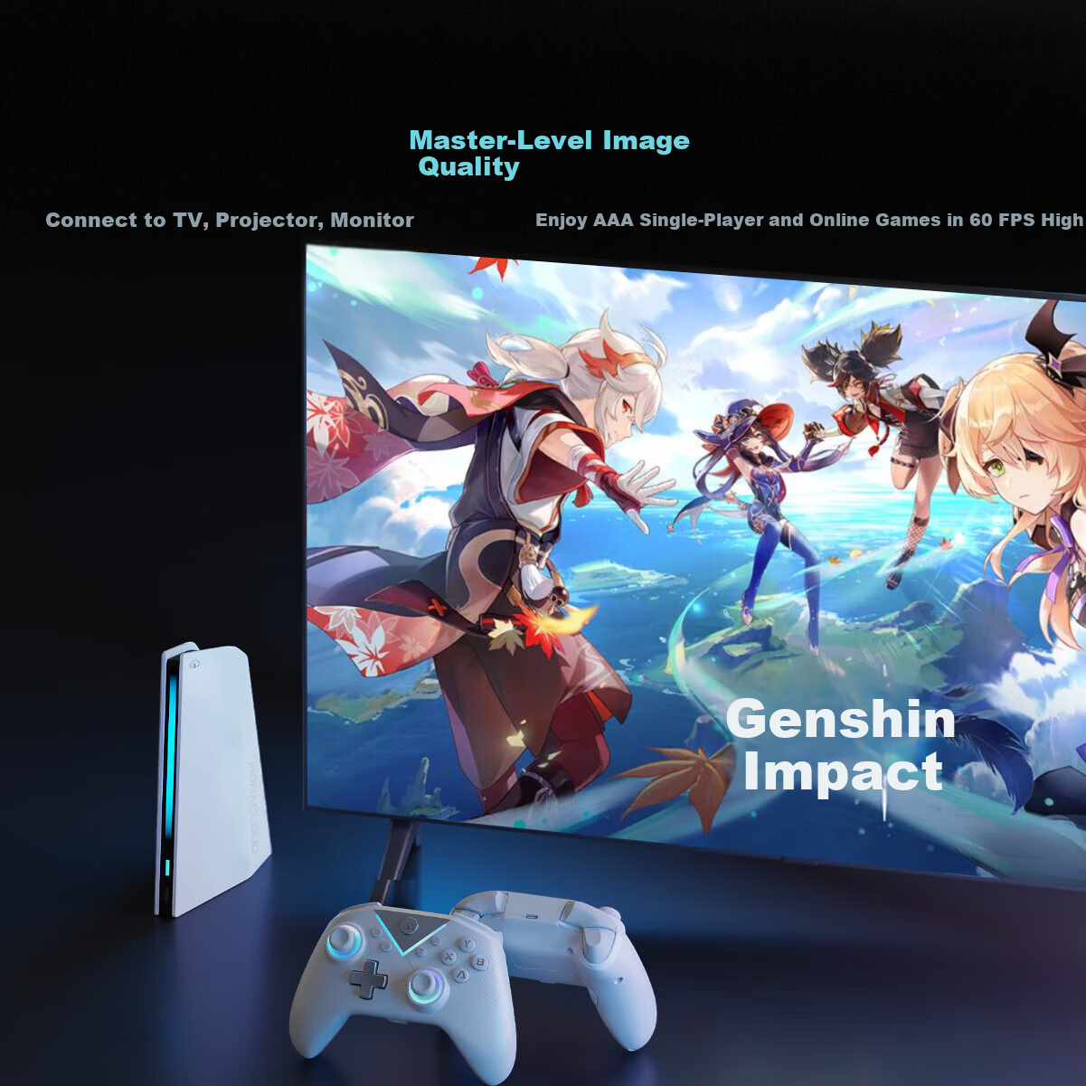 Moha Cloud 2nd Gen WiFi Game Console Dual Controller Set All-in-One TV Connection Play AAA Popular Games Black Wukong Co-op Home Office Esports Game Console