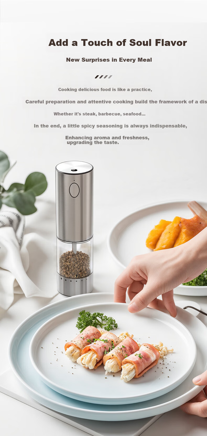 CLITON Electric Pepper Grinder Household Adjustable Spice Grinder Electric Mill for Sichuan Pepper Sea Salt Kitchen Pepper Powder Grinder Bottle Jar 6