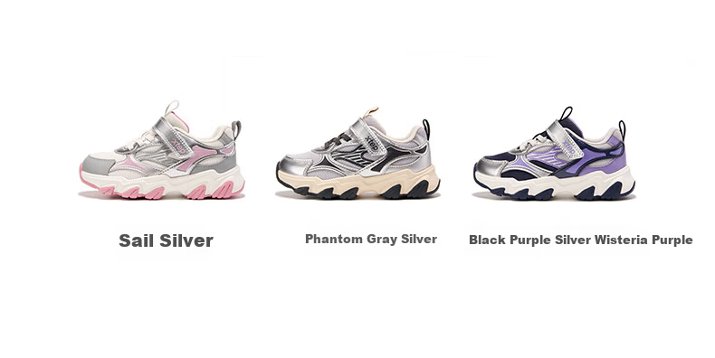 XTEP Kids Starfall Retro Dad Sneakers Leather Velcro Sports Shoes Purple/ Silver/ Wisteria Purple Size 32 6
