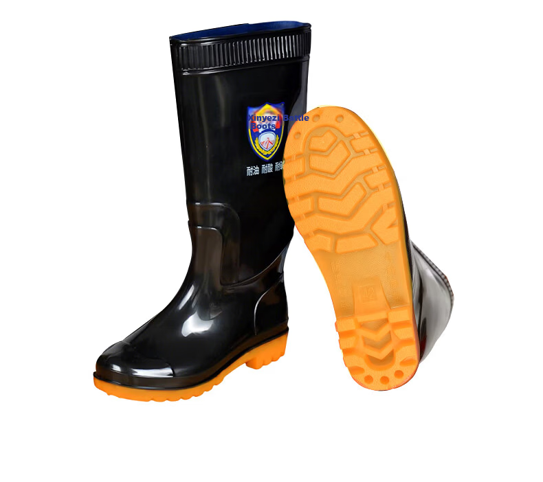 Gongqiyou Black Mid-Calf Rain Boots Size 40 Waterproof Non-Slip Wear-Resistant Outdoor Rubber Shoes 7