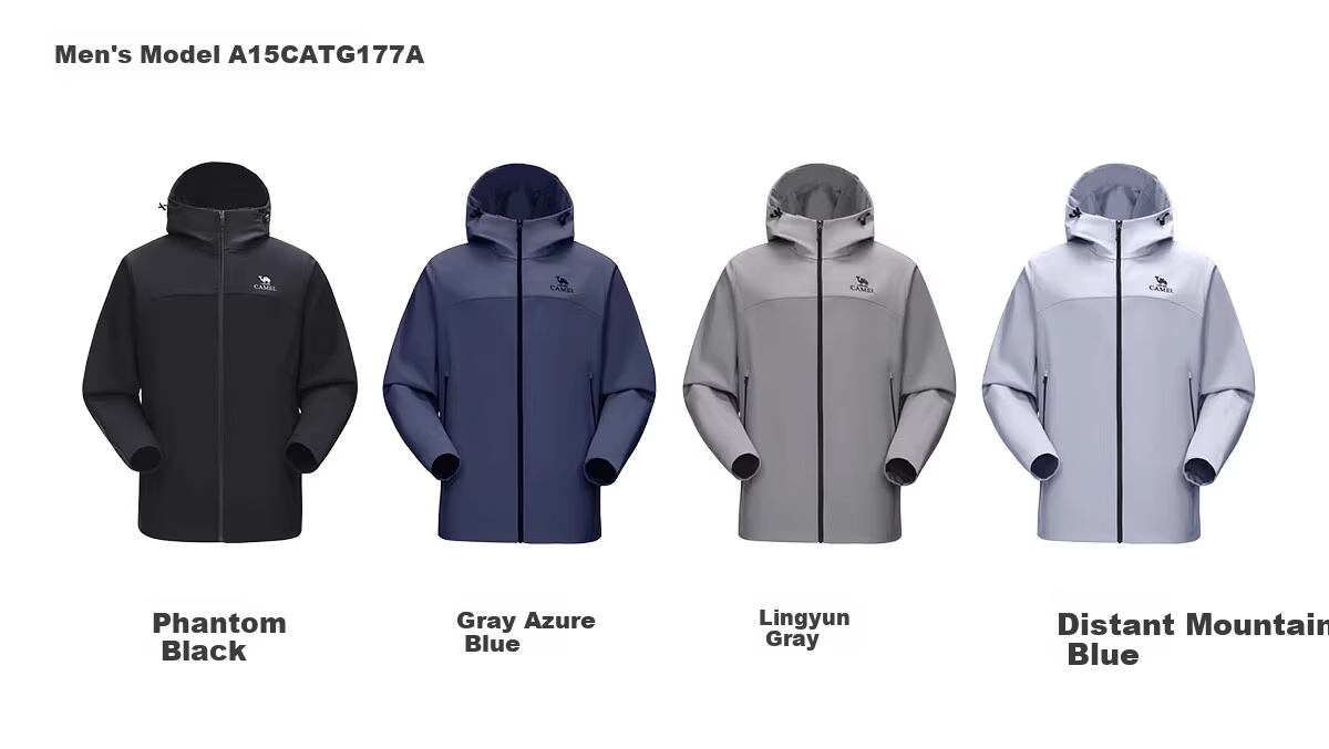 CAMEL Outdoor Softshell Jacket Women 2025 New Spring Autumn Fleece Windproof Hooded Warm Jacket Men G177 16
