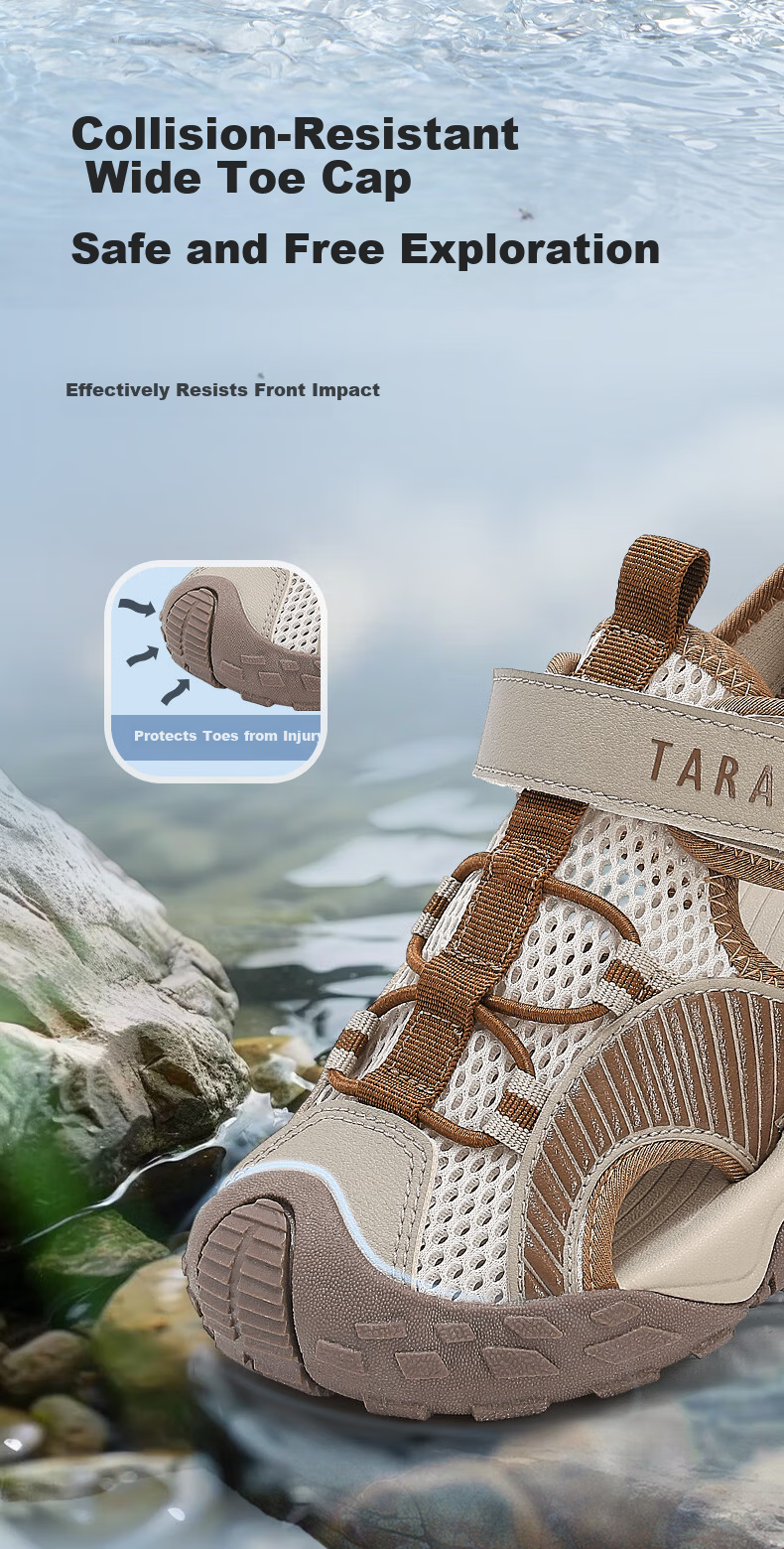 TARANIS Kids Sports Sandals Summer Boys Girls Beach Shoes Closed Toe Anti-Kick Outdoor Water Shoes Brick Brown Size 31 5