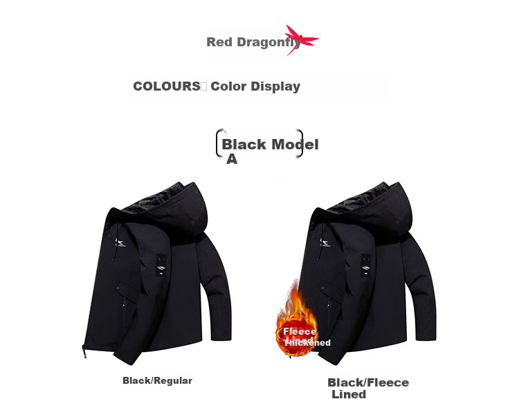 RED DRAGONFLY Men's Business Casual Fashion Simple Versatile Loose Comfortable Hooded Jacket Black A M 8