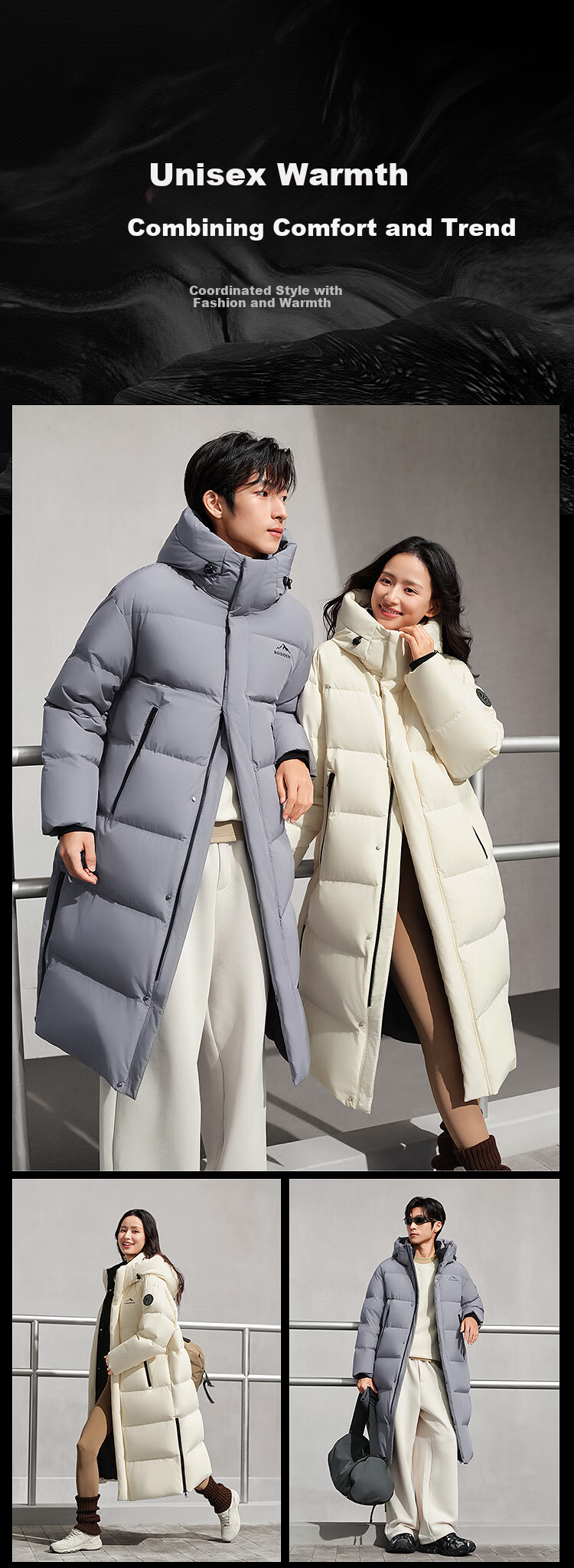 Bosideng Winter Down Jacket Unisex Couple Long Fashion Thickened Hooded Round Neck Puffer Coat 6